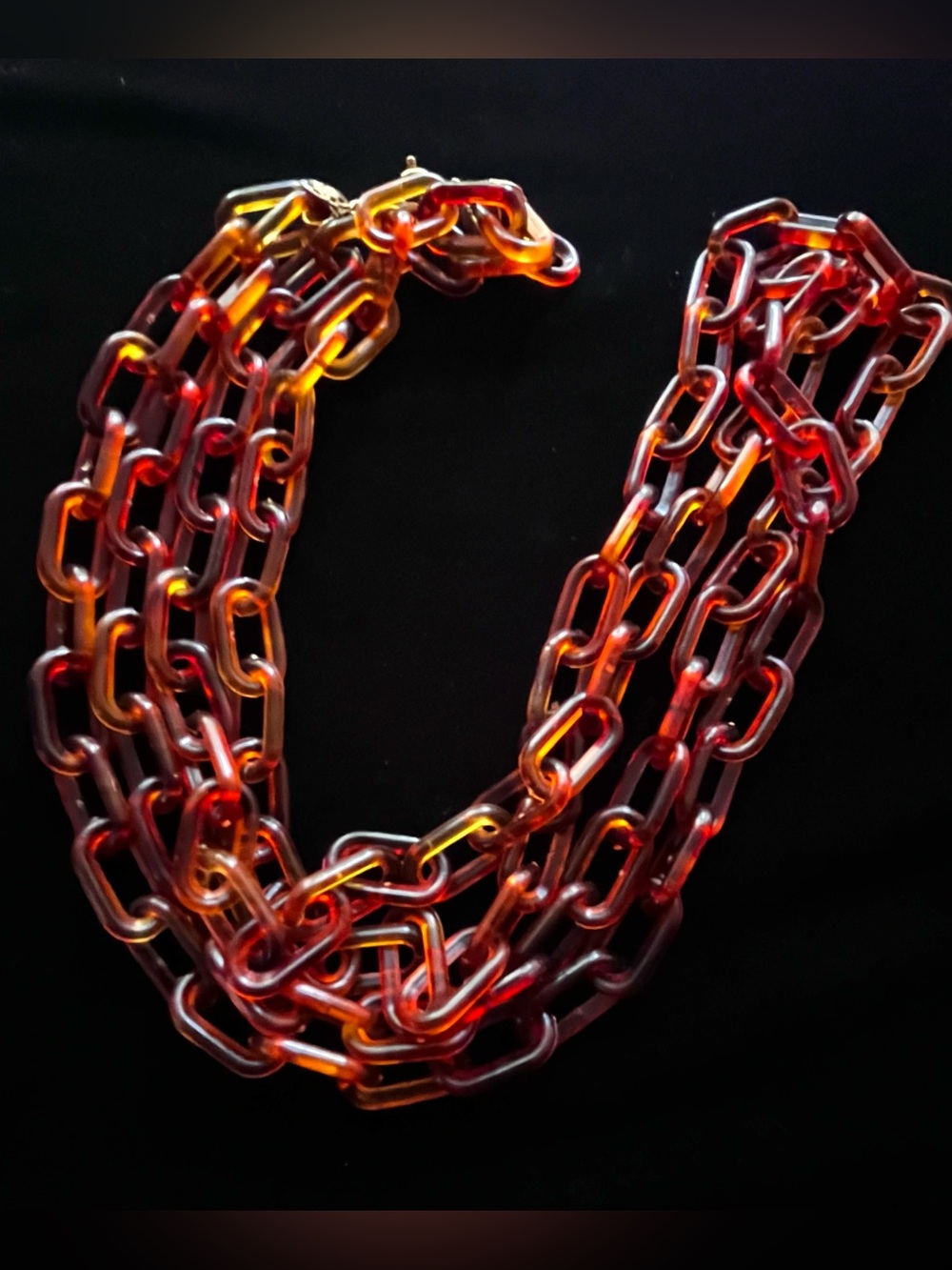 Miriam Haskell Vintage  Faux Tortoise Plastic Chain Two-Strand Necklace - Picture 5 of 16